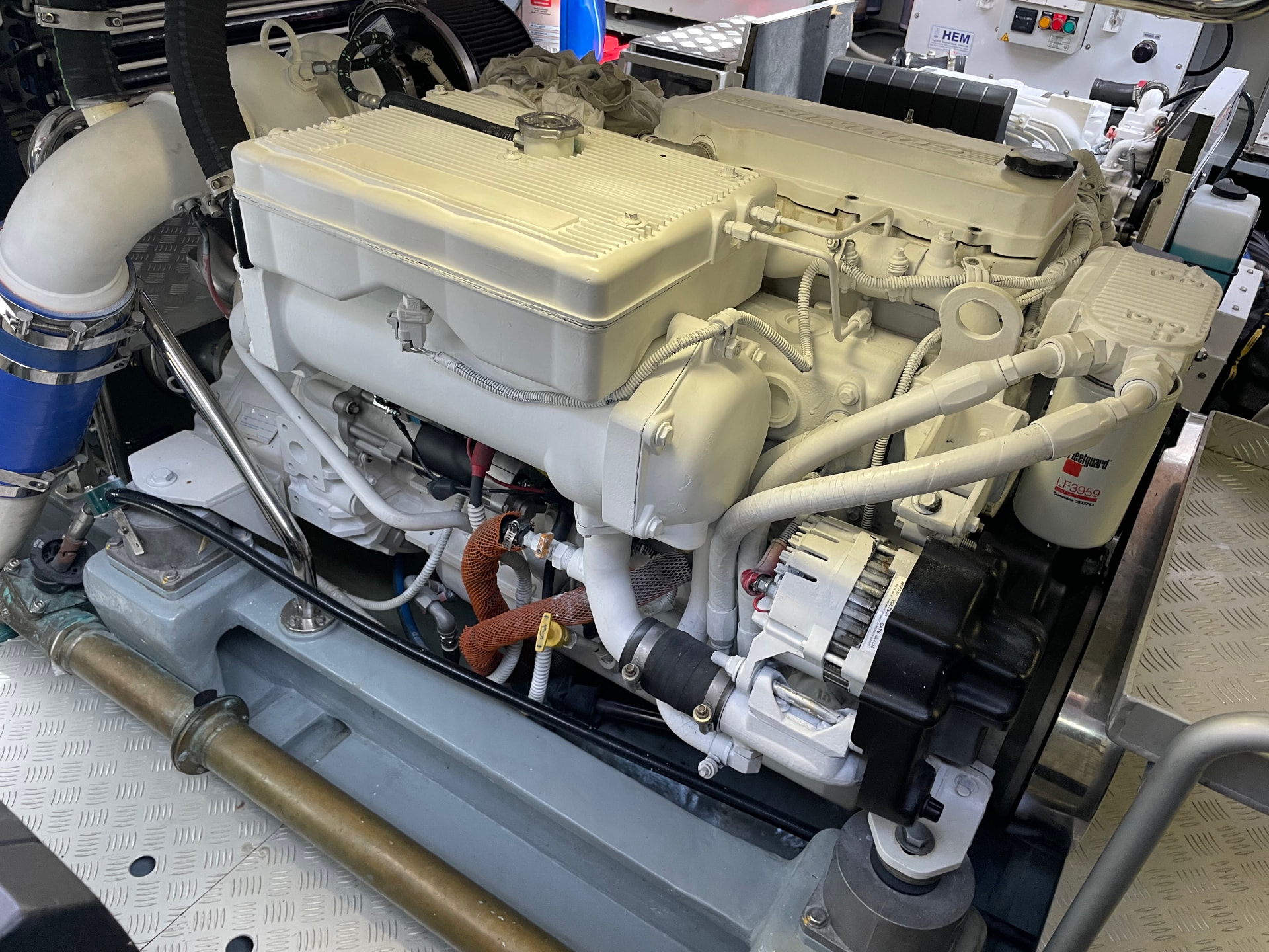 New Cummins QSB engine fitted in a yacht engine room
